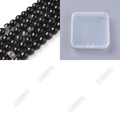 2 Strands Natural Black Tourmaline Beads Strands, Round