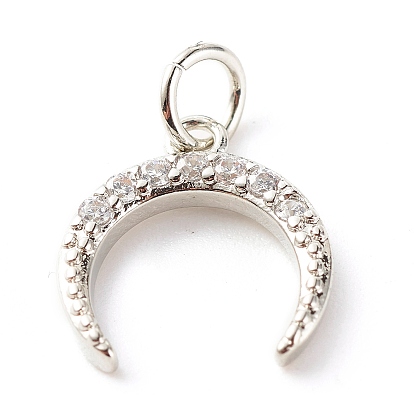 Латунные микропаве прозрачные подвески с фианитом, без кадмия и без свинца, луна