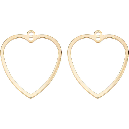 40Pcs Brass Pendants, Long-Lasting Plated, Heart