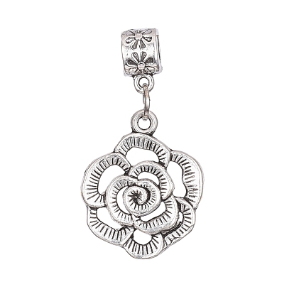 Alloy European Dangle Charms, Large Hole Pendants, Rose