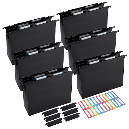 1 Bag PP Plastic Hanging File Pockets, with Paper Stickers, Rectangle