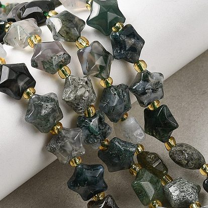 Природные моховой агат бисер нитей, звезда, с бисером