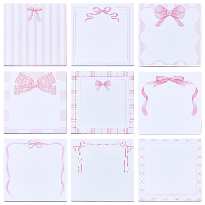 9 Квадратные книги с бантиком, блокнот для заметок, стикеры, наклейки с наклейками, для офисного школьного чтения