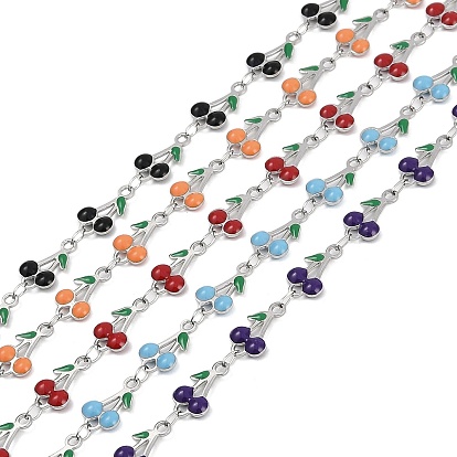 304 цепи из нержавеющей стали с эмалированными вишневыми звеньями, с катушкой, пайки, цвет нержавеющей стали