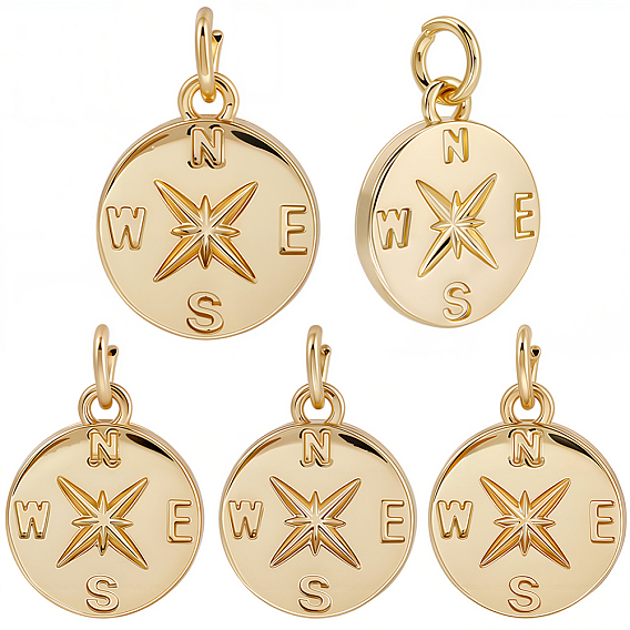 10шт. латунные подвески-компасы, с прыжковых колец, долговечный