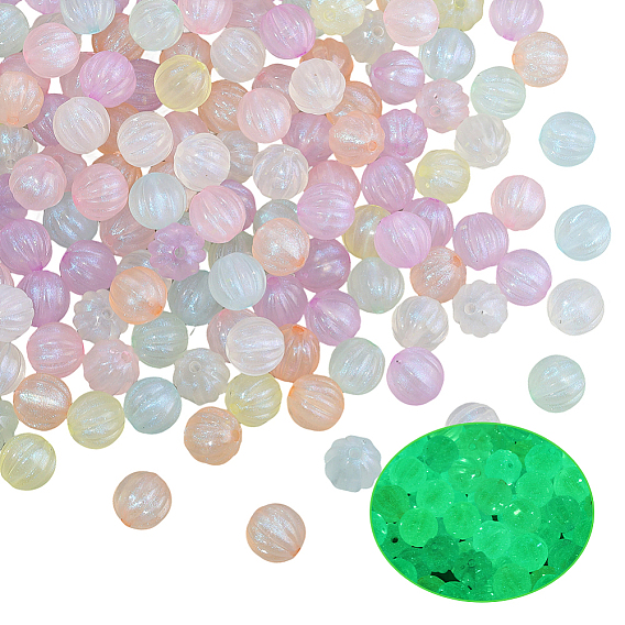 200 шт. Светящиеся акриловые бусины, блеск бисера, светится в темноте, тыква