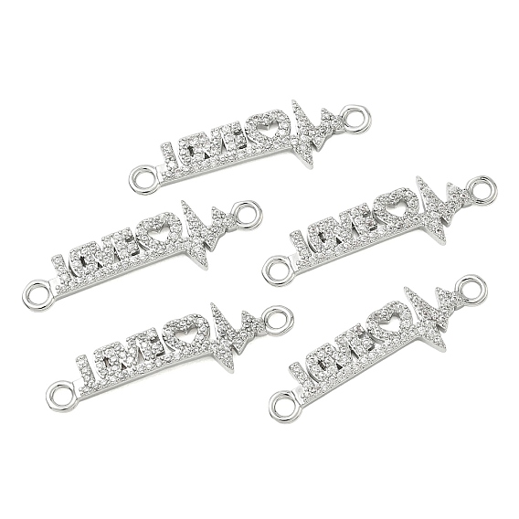 Breloques connecteurs en laiton Shegrace avec micro-pavé de zircone cubique transparente, liens amour et battements de cœur, sans plomb et sans cadmium, crémaillère plaquage, plaqué longue durée