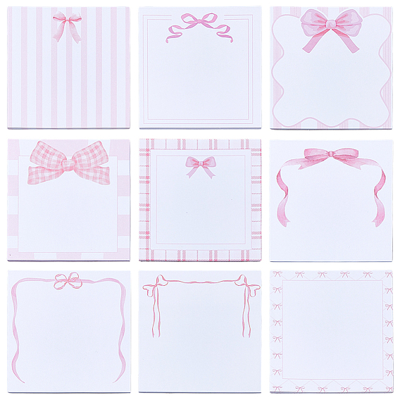 9 Квадратные книги с бантиком, блокнот для заметок, стикеры, наклейки с наклейками, для офисного школьного чтения