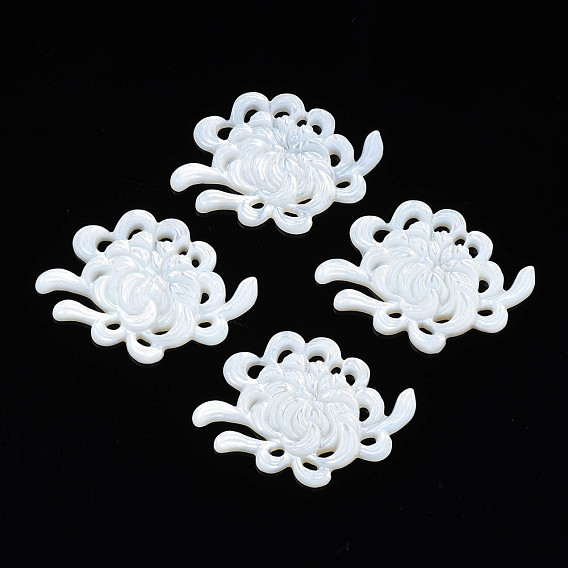Cabochons naturelles de coquillages blancs, fleur
