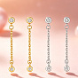 Brass Pave Cubic Zirconia Stud Dangle Earrings for Women, Round