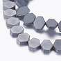 Non-magnetic Synthetic Hematite Beads Strands, Frosted, Hexagon
