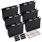 1 Bag PP Plastic Hanging File Pockets, with Paper Stickers, Rectangle