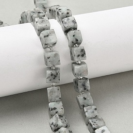 Природных кунжута яшмы бисер нитей, кубические, с бисером