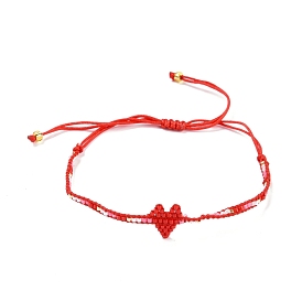 Miyuki Seed Braided Bead Bracelet, Heart Friendship Bracelet for Women