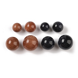 Synthetic Goldstone/Synthetic Blue Goldstone No Hole Sphere Beads, Round