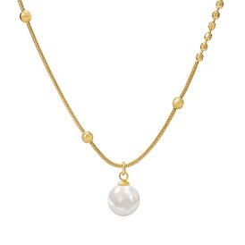 Colliers pendentif perle naturelle, Colliers chaîne serpent en acier titane pour femmes