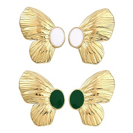 304 Stainless Steel Butterfly Stud Earrings with Enamel, Left and Right