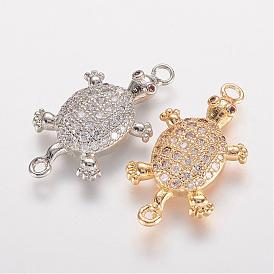 Brass Micro Pave Cubic Zirconia Links, Tortoise