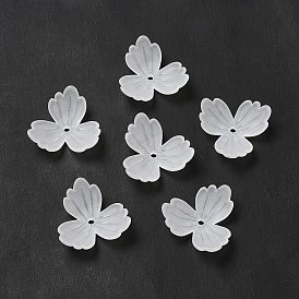 Прозрачные колпачки акриловая бисера, 3-лепесток, матовые, цветок