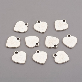 Aleación estampado encantos etiqueta en blanco colgantes, sin plomo y cadmio, corazón, 16x14x2 mm, agujero: 2 mm