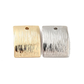 Rack Plating Brass Pendants, Long-Lasting Plated, Cadmium Free & Lead Free, Textured, Bend Rectangle