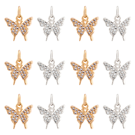 Long-Lasting Plated Brass Micro Pave Cubic Zirconia Charms, Butterfly