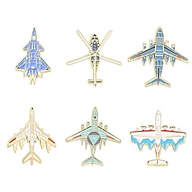 6шт. 6 стили эмалированных значков в виде самолетов, булавки для лацканов из сплава для одежды рюкзака