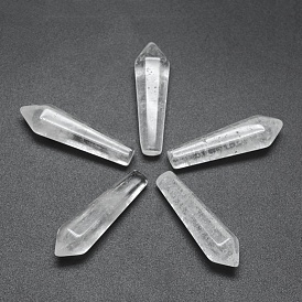 Natural Quartz Crystal Pointed Beads, Rock Crystal, Healing Stones, Reiki Energy Balancing Meditation Therapy Wand, Bullet, Undrilled/No Hole Beads