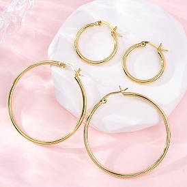 Латунь обруч серьги для женщин, долговечный, стойки покрытие, без свинца и без кадмия