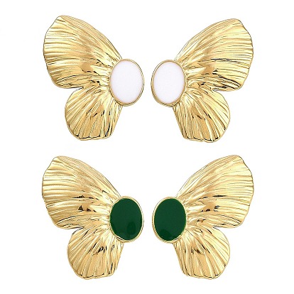 304 серьги-гвоздики в форме бабочек из нержавеющей стали с эмалью, слева и справа