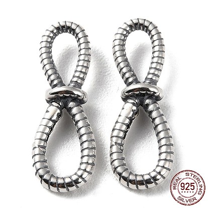 925 Thailand Sterling Silver Connector Charms, Tibetan Style Infinity Links