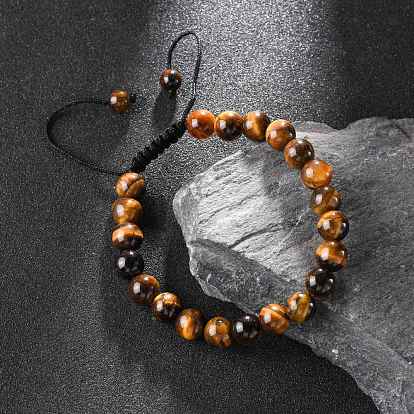 Adjustable Nylon Cord Braided Bead Bracelets, with Gemstone Beads
