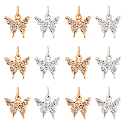 Long-Lasting Plated Brass Micro Pave Cubic Zirconia Charms, Butterfly