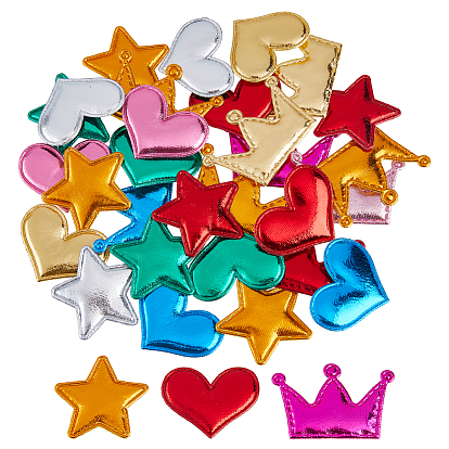 180Pcs 3 Styles Cloth & Sponge & Felt Ornament Accessories, for DIY Hair Accessories, Heart & Crown & Star