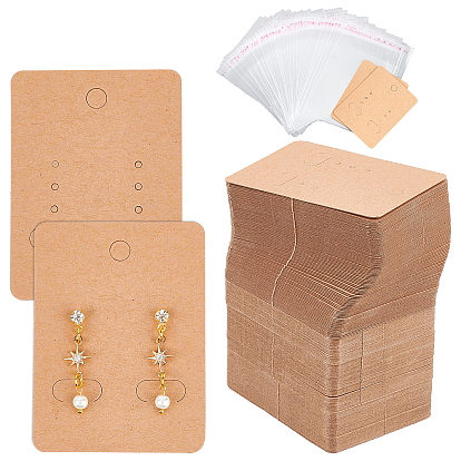 Display Card Sets, with Paper Earring Display Card and OPP Cellophane Bags, Rectangle