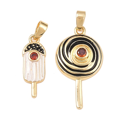 Латунные микро проложить кубического циркония подвески, с эмалью, реальный 18 k позолоченный