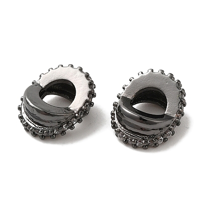 Крест-накрест латунные микропаве кубические циркониевые европейские бусины, бусины с большим отверстием, долговечный, без кадмия и без свинца