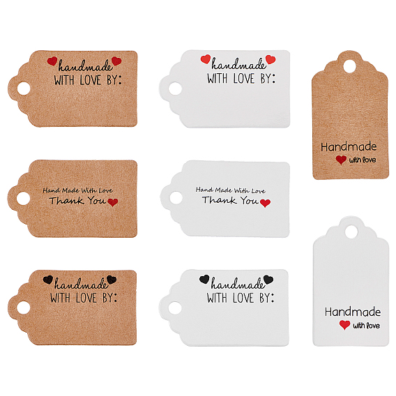 Paper Gift Tags, Hange Tags, For Arts and Crafts, For Wedding/Valentine's Day/Thanksgiving, Rectangle with Word
