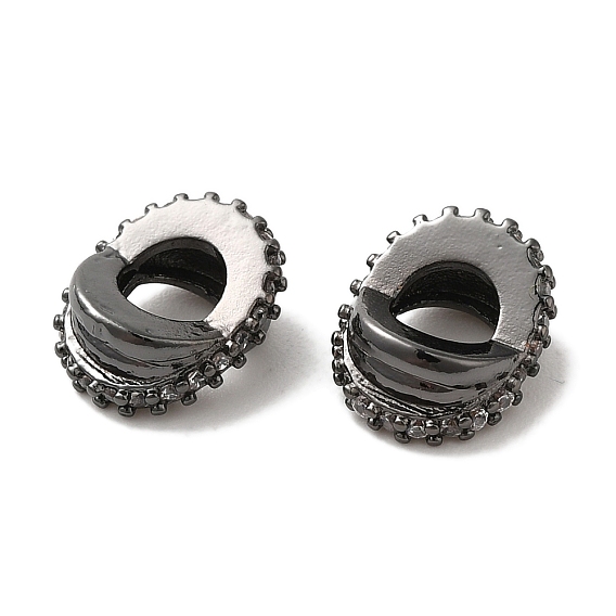 Крест-накрест латунные микропаве кубические циркониевые европейские бусины, бусины с большим отверстием, долговечный, без кадмия и без свинца