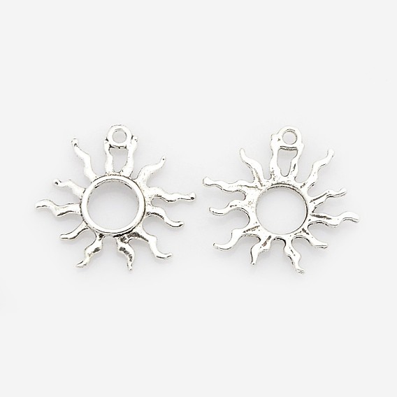 Tibetan Style Alloy Sun Pendants, Solar Eclipse Pendants, 25x27x2mm, Hole: 2mm