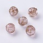 Handmade Silver Foil Lampwork Beads, with Gold Sand, Round