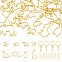 DIY Keychain Making Kits, 24Pcs 8 Styles Animal Alloy Open Back Bezel Pendants, 30Pcs Iron Split Key Rings, 40Pcs Iron Jump Rings