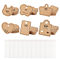 120Pcs 6 Styles Kraft Paper Earring Display Cards, Mixed Shape, with 120Pcs OPP Cellophane Bags
