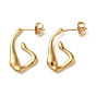 Ion Plating(IP) 304 Stainless Steel Stud Earrings, Twist Polygon