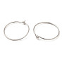 Rhodium Plated 925 Sterling Silver Hoop Earring Findings, Wire Beading Hoop, Wine Glass Charm Rings, with S925 Stamp