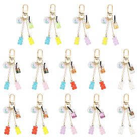 2 наборы медведя смоляной подвески украшения, с фруктовым чаем и стеклянным шаром, для брелка, кошелек, украшение для рюкзака