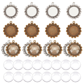 Наборы для изготовления кулонов своими руками, включает в себя 20шт 2 цвета подвеска из сплава цинка подсолнуха кабошон и 20шт стеклянные кабошоны