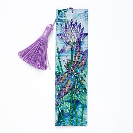 Dragonfly Pattern DIY Diamond Painting Bookmark with Tassel Pendants Kits