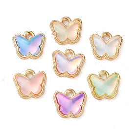 Rack Plating Alloy Glass Charms, Butterfly, Golden