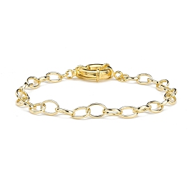 Brass Cable Chains Bracelet for Men Women, Spring Ring Clasps Bracelet, Long-lasting Plated